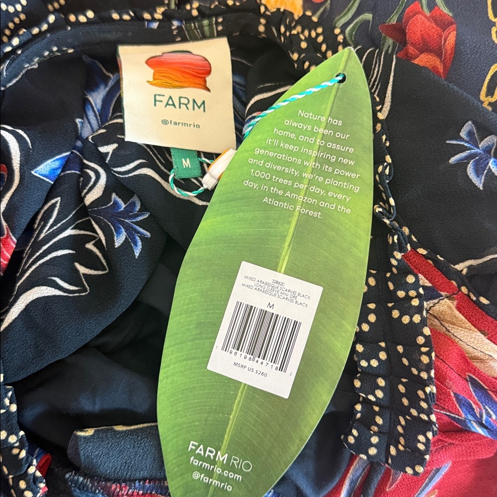 Farm Rio Mixed Arabesque Scarves Long Sleeve Mini Dress NWT - Picture 11 of 11